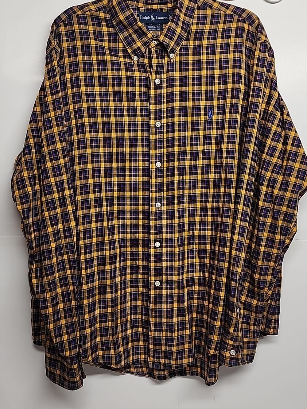 Ralph Lauren Men’s Yellow & Navy Plaid Button-Down Shirt